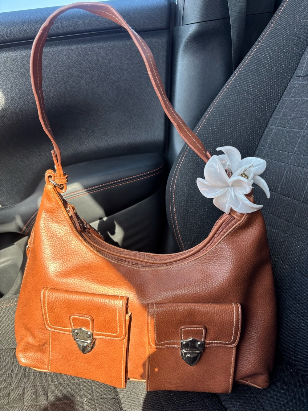 Vintage 90s Fall Boho handbag brown chesnut color